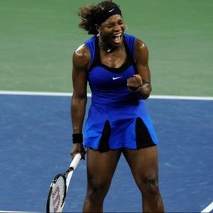 Nike smash black & blue tennis dress